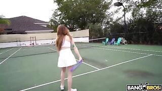 The girl gets a lesson in tennis and sex from a coach