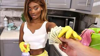 The black maid got a cumshot on her face for money