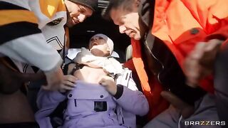 Two guys fucked a girl in the car and made her make love with them both