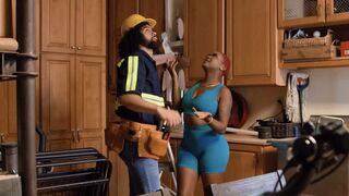 The man fucked in role play the girl on the kitchen