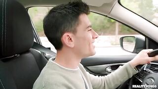A cute girl took care of my balls in the car