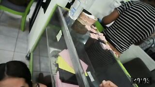 Public Masturbation with Big Boobs at a Party