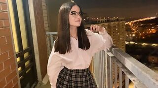 A young couple is fucking on the city view, captured in raw HD