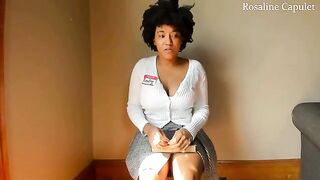A woman with a big pair of natural tits masturbating alone in her room
