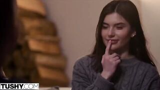 BFFs Talia and Stefany enjoy intense anal threesome