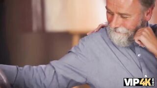 A girl can not stand it, so she has sex with an old man