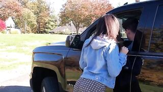 A hot girl was picked up by a driver who made her pay