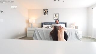My stepfather fucks me, I stomp passionately, my hole is wet close-up