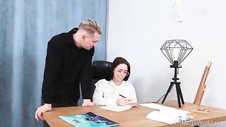 A guy’s dick in babe’s pussy, but studying doesn’t enter her head