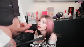A cute girl asked for help choosing a new toy in the shop
