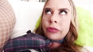 An angel with a character was fucked in her tight ass in stockings