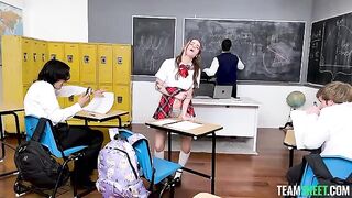 The girl passed the exam thanks to her exceptional skills in a certain intimate area
