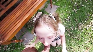 Girls came to the edge of anal sex while having fun outdoors