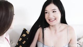 Skinny girls carefully put their sticks in each other’s asses, showcasing passionate 18-year-old energy