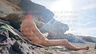 A guy was caught wanking on a nudist beach by some girls