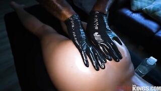 A nice guy makes a massage for his bae and pulls her pubes