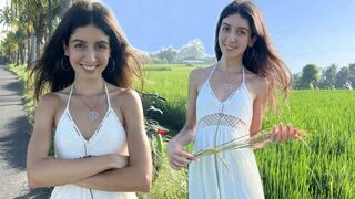 A sweet girl is picking rice and getting fucked hard
