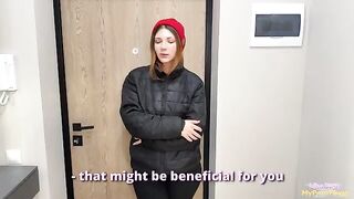 The delivery girl gave me a blowjob as compensation