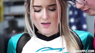 A girl demonstrated the capabilities of her body in a steamy group scene
