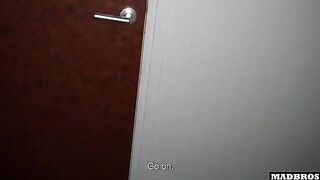 The Spanish girl again called to the toilets for more action
