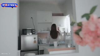 A cute petite teen offers tea instead of money for the fare