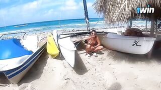 A couple has a passionate and rough sex on the beach in HD