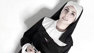 A hot nun is having fun with a guy in this steamy scene