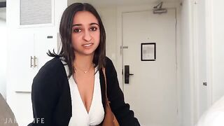 No rubber band needed for this busty coworker action