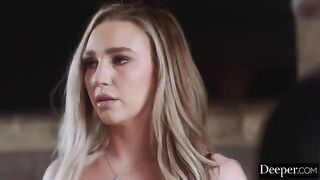 One is engaged in a blowjob, the other releases on them both