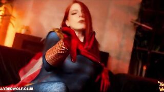 The super beautiful girl shows how she has sex with her superhero boyfriend
