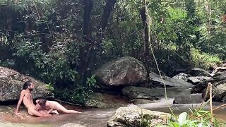 A couple fucked outdoors, taking advantage of their camping trip