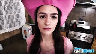 The cowgirl got a cock after her dress