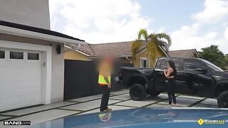 Why not have sex in the garage with a hot babe?