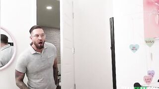 The guy got out of bed only by the tongue, with a brunette