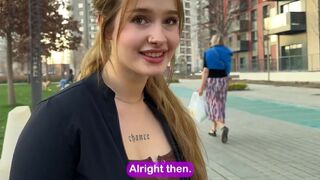The guy shows his penis to the girl and offers her sex