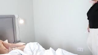 A bouncing chick is handled by a guy in this hot vid
