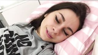 A man with a pump pushes his tongue into the girlfriend’s vagina