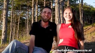 A girl in the forest is looking for a guy to fuck with