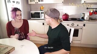 The guy came to the kitchen with a thick dick