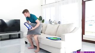 Girlfriend tenderly fucked on the couch with a passionate brunette