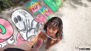 The white guy managed to surprise the girl with his big cock