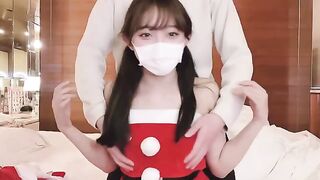 An amateur couple has sex in different poses, reaching a creampie