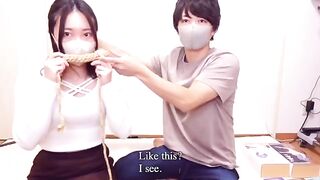 A girl was tied up with ropes and experienced intense pleasure