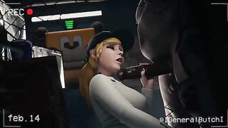 Vanessa gets fucked by a security guard in the office at Fazbear Mega Pizzaplex