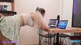A stunning blonde babe gets fucked after playing a game