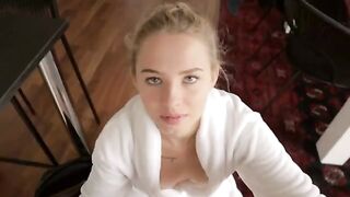 A guy came on his step sister’s tits and she liked it very much