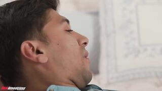 A man with a big cock makes a stunning brunette happy