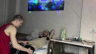 Two guys fucked petite babe in a friendly mood