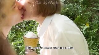 Don't lick the ice cream, my cock is for sucking! A daring offer!