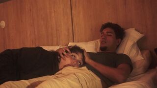 A lazy but deep blowjob session in bed with an intense finish